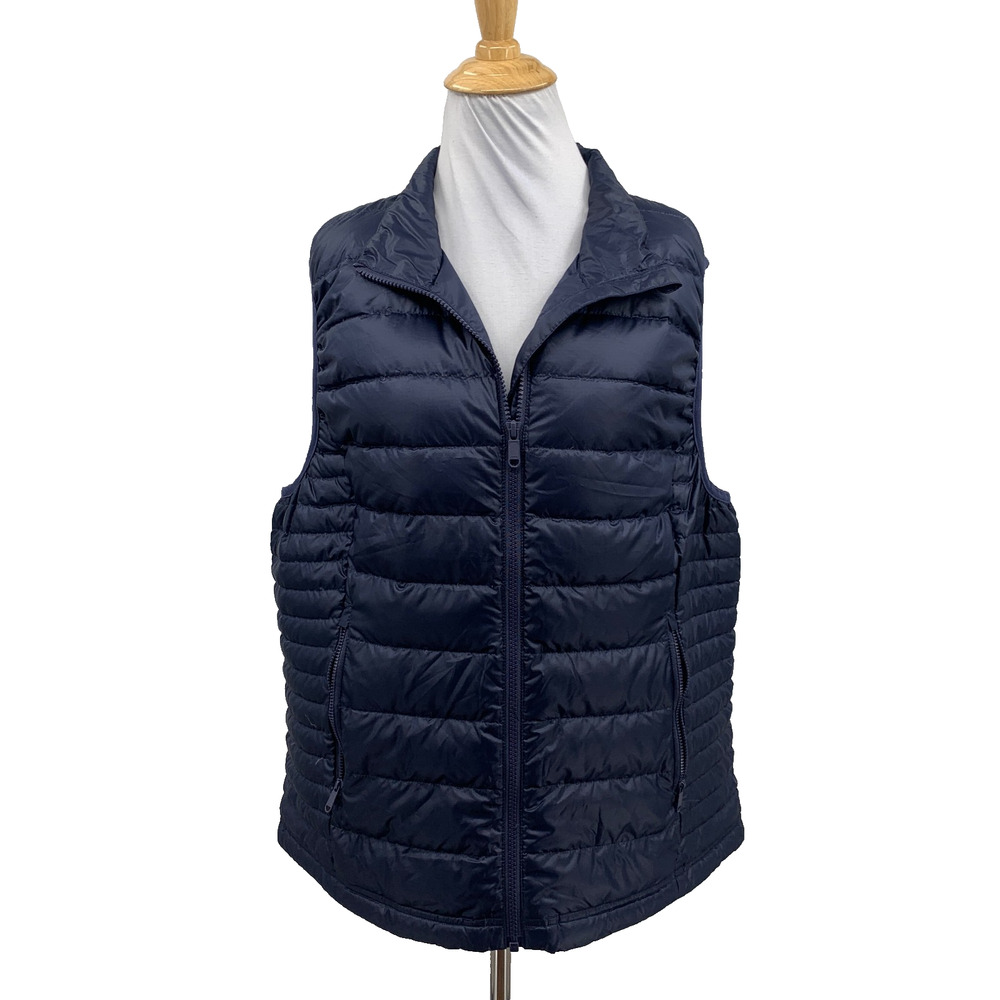 Quince Vest Womens XL Navy Lightweight Down Packable Puffer Full Zip Quilted